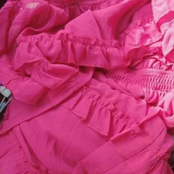 Off shoulder Ruffle Hem Mini Dress hot pink - Picture 8 of 8